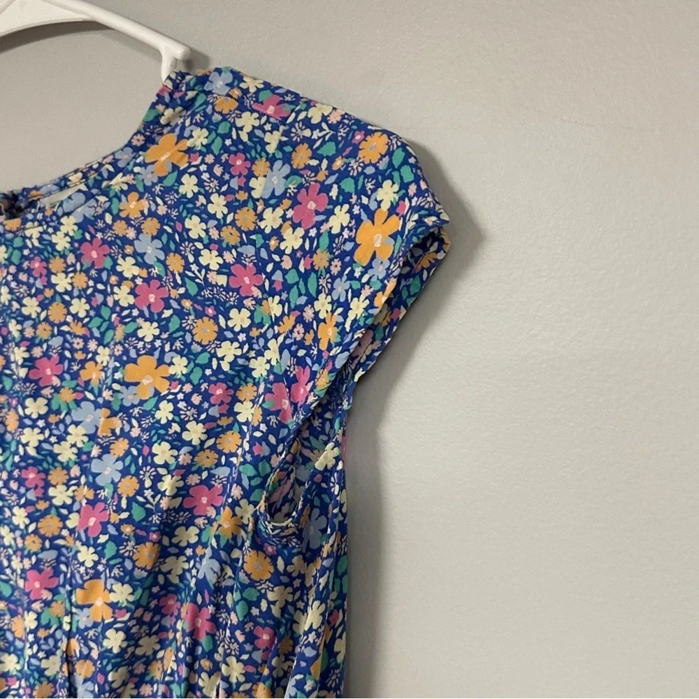 OshKosh B'gosh Girls Blue Floral Sundress Knee Length Spring Casual, 10